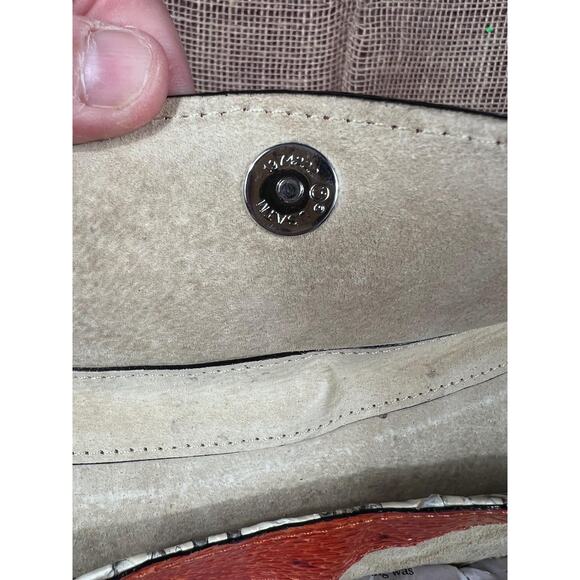 Tosca Blu Shoulder Saddle Bag – Snakeskin Leather Bag, Detachable Jeweled Chain- - Picture 5 of 16